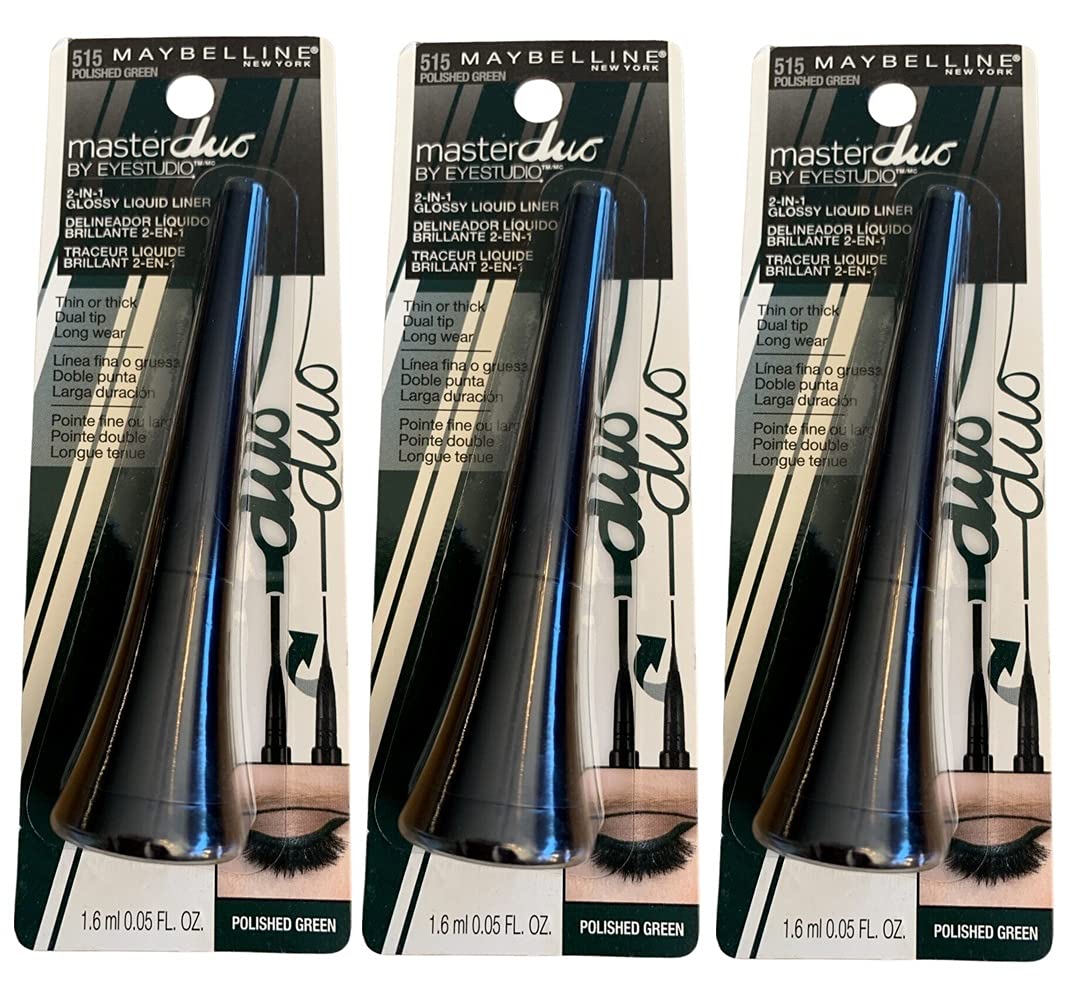 Pack of 3 Maybelline New York Master Duo 2-in-1 Glossy Liquid Liner, Polished Green 515