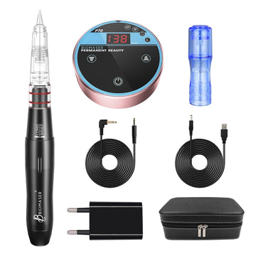 P70 Permanent Makeup Machine kit-BIOMASER Permanent Makeup Microblading Tattoo Machines with Swiss Motor Rotary Pen Mini Power Supply Cartridge needles for Eyebrow Eyeliner Lip MTS