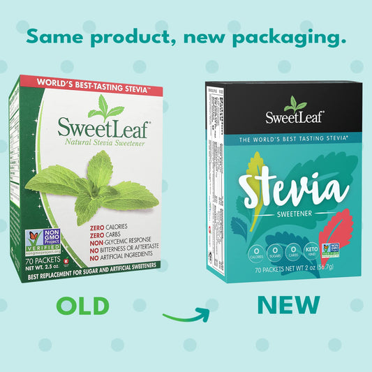 SweetLeaf Stevia Packets - Zero Calorie Stevia Powder, No Bitter Aftertaste, Sugar Substitute for Keto Coffee, Nothing A