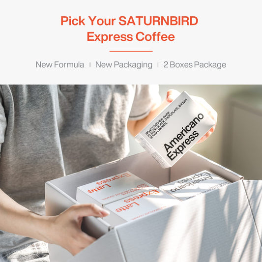 SATURNBIRD Express Instant Coffee, Extra Dark Roast Latte Style, Enjoy Cold/Hot, Freeze Dried Arabica Blend Coffee Powder, Iced Coffee, 2 Packs, Total 24 Single Serve Packets for Traveling Camping Home
