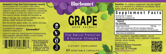 BlueBonnet Super Fruit Grape Seed Extract Supplement, 60 Count, White 