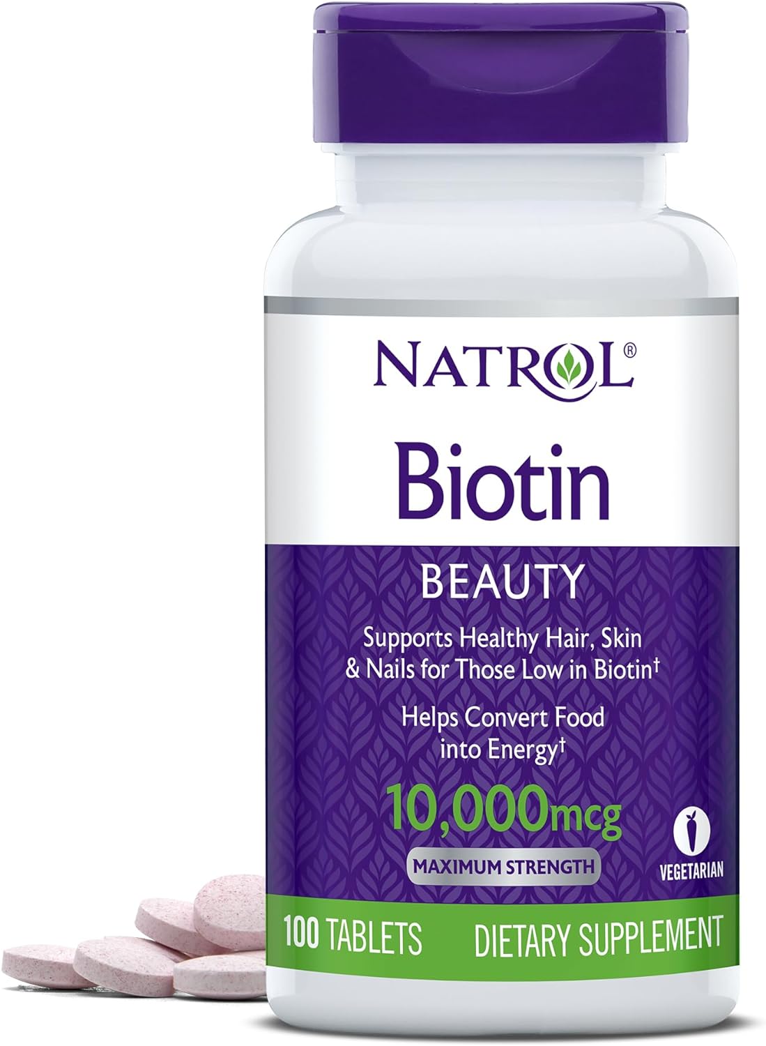 Natrol Biotin Beauty Tablets, Promotes Healthy Hair, Skin And Nails, Helps Support Energy Metabolism, Helps Convert Food