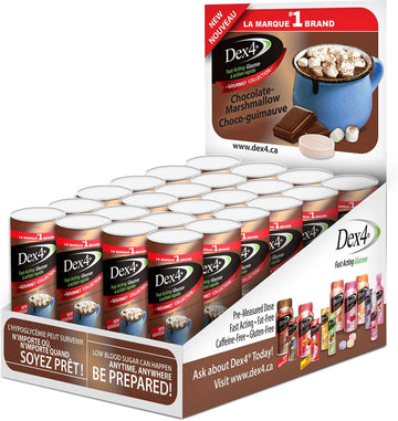Dex4 Glucose Tablets, Chocolate Marshmallow, 24-Pack of Dex4 Tubes, 10