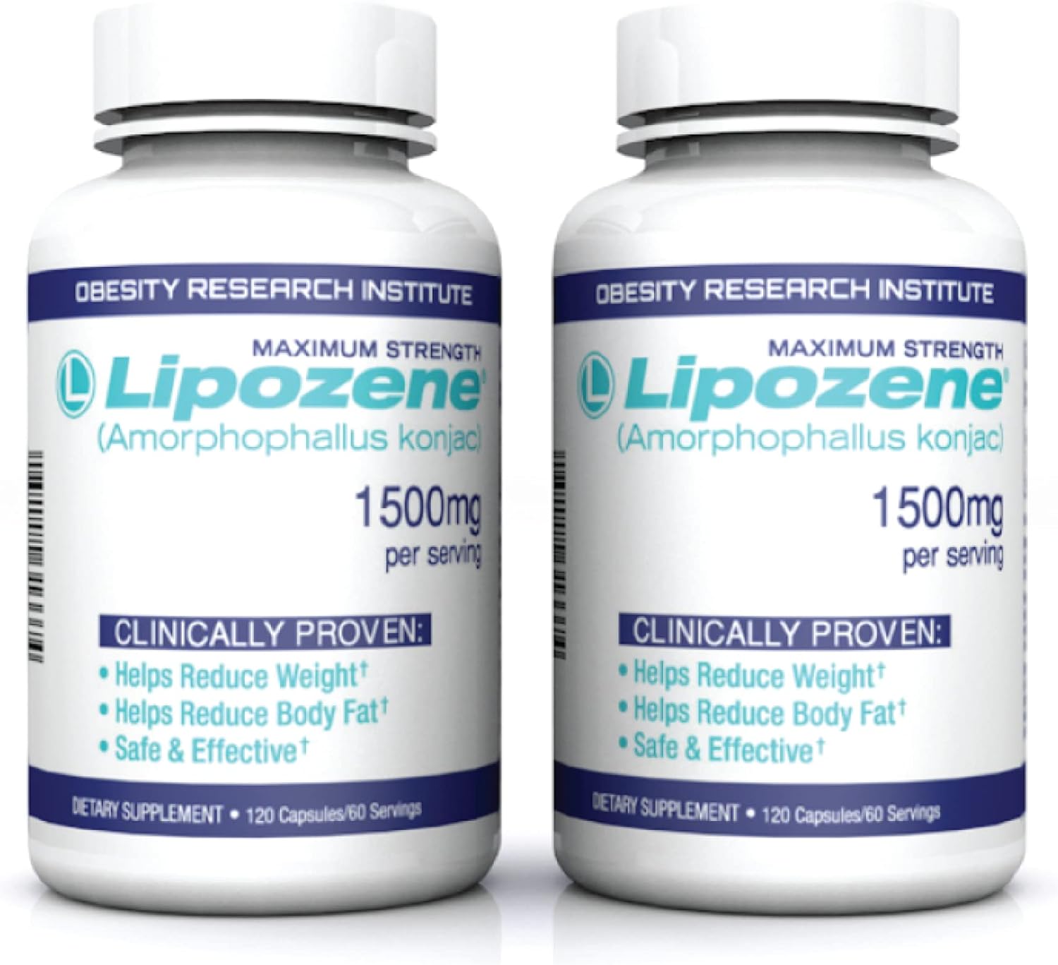 Lipozene Weight Loss Pills (2 Bottles with 120 Capsules in Total Mega 1.4 Ounces