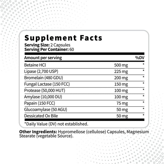 Type Zero Digestive Enzymes (335mg, 120 Capsules) Complete Digestive E4.8 Ounces