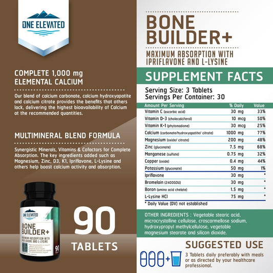 Comprehensive Bone Builder Calcium Supplement. Formulated with Highest Grade Calcium -Carbonate/Hydroxyapatite/Citrate,