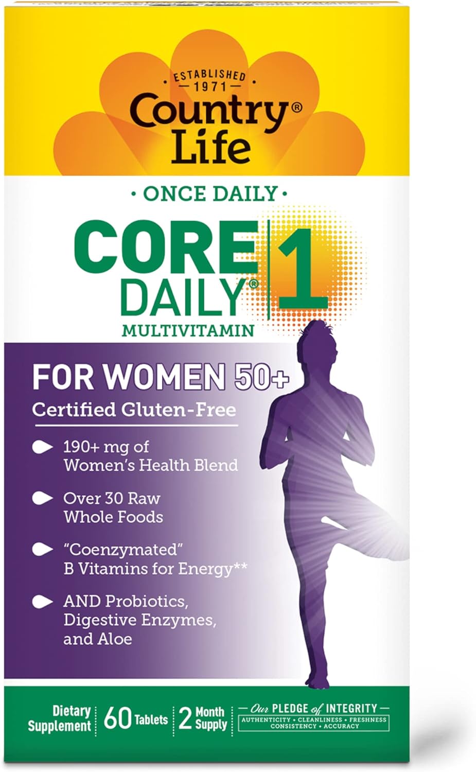 Country Life Core Daily-1 Multivitamins for Women 50 Plus, Energy Supp