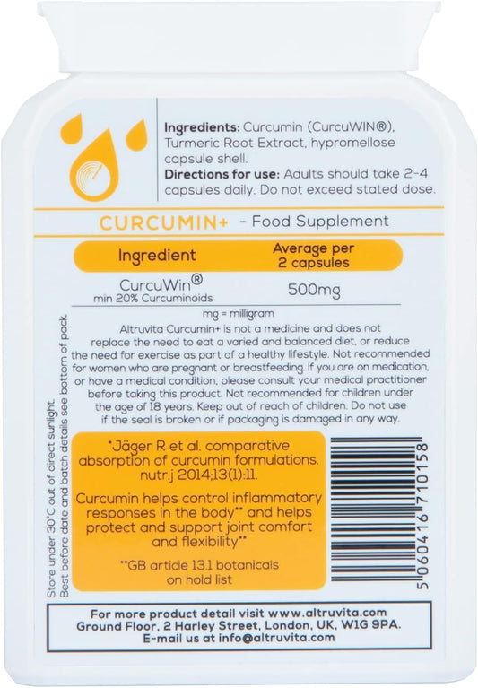Altruvita Curcumin+ | 500mg | 60 Days Supply | 46 x more absorbable | 43 Grams