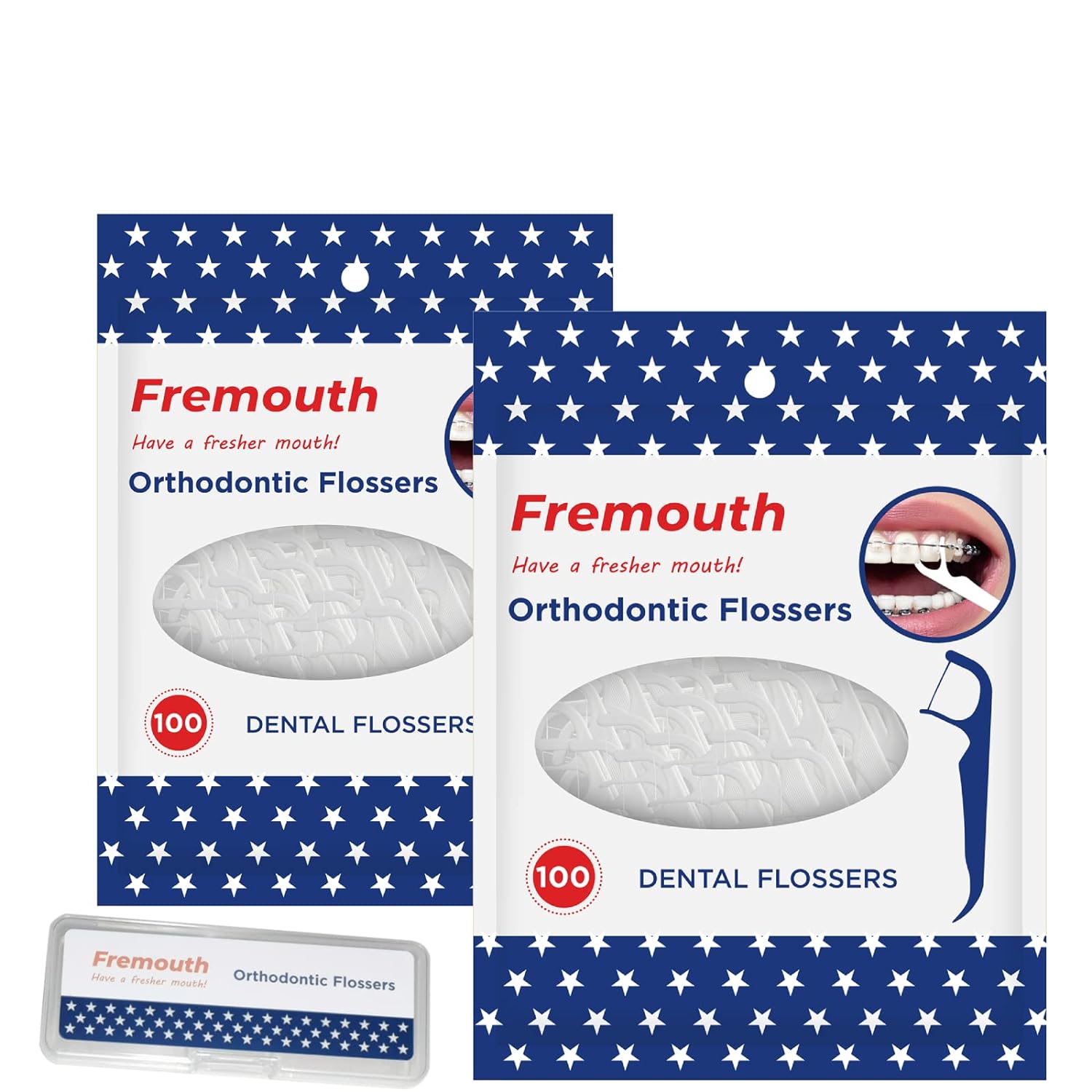 Fremouth Orthodontic ossers for Braces - Ortho Dental oss Picks, 100 Count (Pack of 2), with a Travel Case