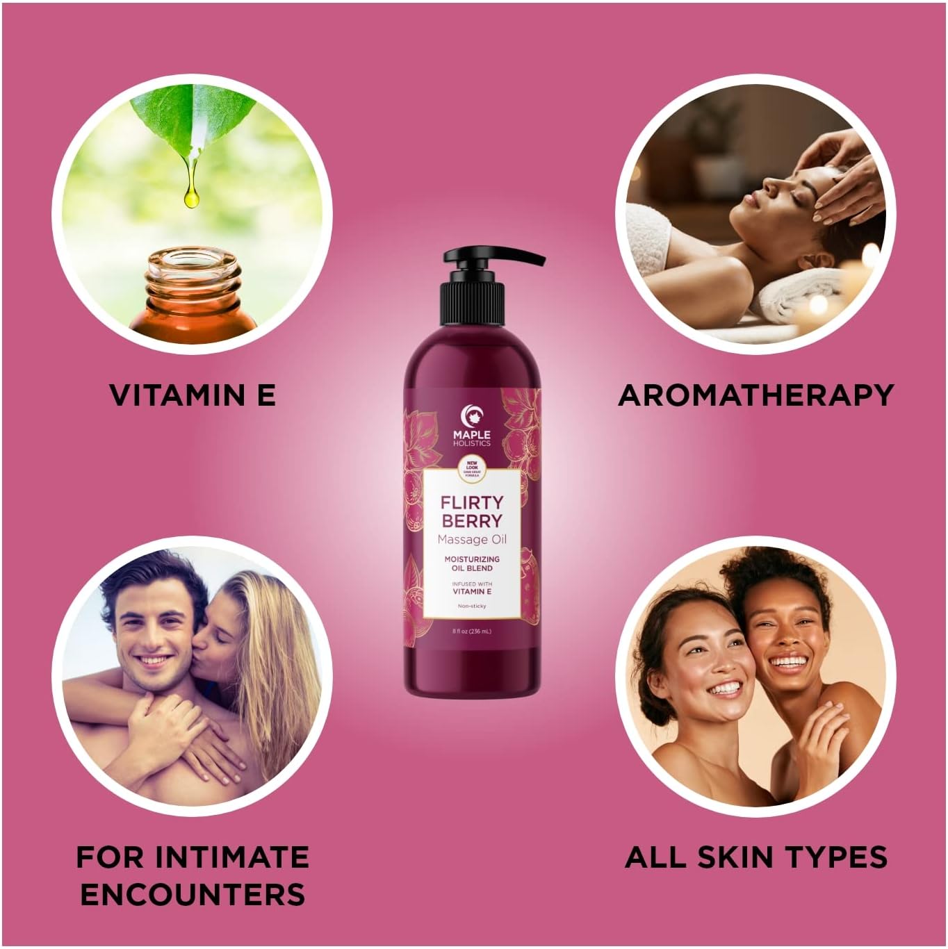 Berry Sensual Massage Oil for Couples - Fun and Fruity Full Body Massa