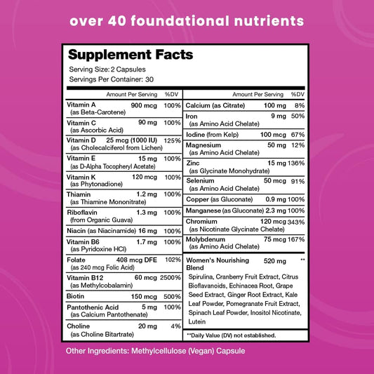 NutraChamps Women's Daily Multivitamin Supplement - Vegan Capsules wit
