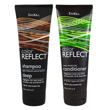 Shikai Color Reect Deep Shampoo and Shikai Color Reect Daily Moisture Conditioner Bundle With Black malva, Avocado Oil and Shea Butter, 8 . . (237 ) each