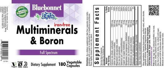BlueBonnet Multi Minerals Plus Boron No Iron Vegetarian Capsules, 180 