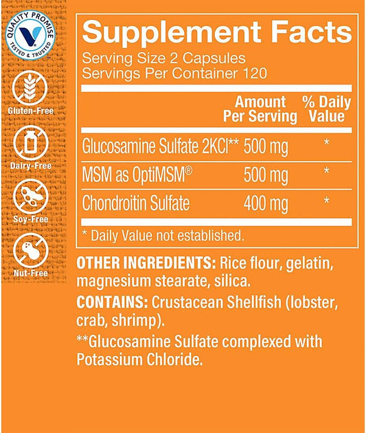 The Vitamin Shoppe Glucosamine, Chondroitin, MSM (240 Capsul