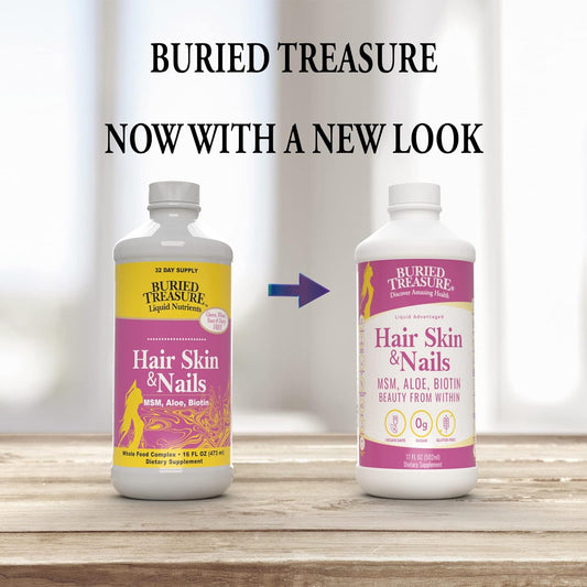 Buried Treasure Hair, Skin and Nails with MSM Biotin Aloe Vera plus Vitamins and Minerals in a High Potency Liquid Whole Food Complex for Fuller Hair, Stronger Nails and Clearer Skin 16