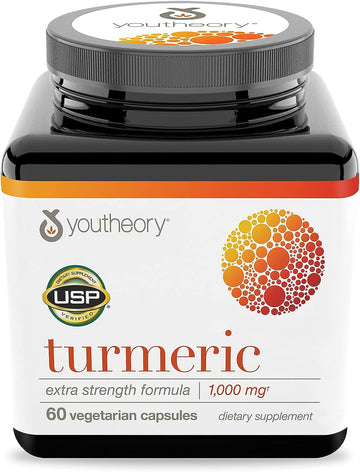 Youtheory Turmeric Curcumin Supplement with Black Pepper BioPerine, Powerful Antioxidant Properties for Joint & Healthy Inammation Support, 60 Capsules