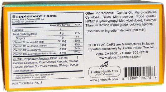 Global Health Trax Inc. Threelac Caps Probiotic Capsules 120ct2.89 Ounces