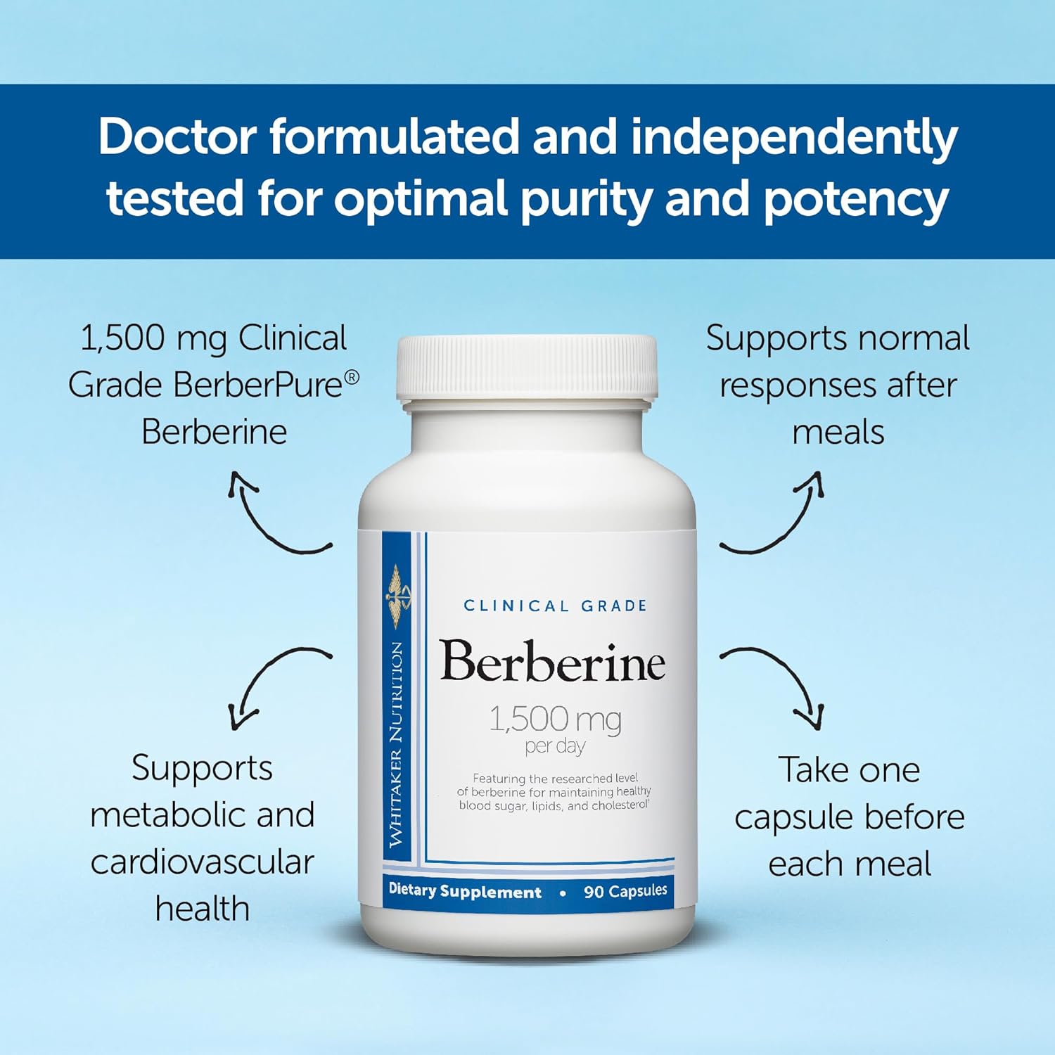 Dr. Whitaker Berberine Supplement | 1,500mg Per Daily Serving | 30 Day