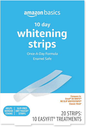 Amazon Basics 10 Day Teeth Whitening Strips Kit, 20 Count (Previously Solimo)