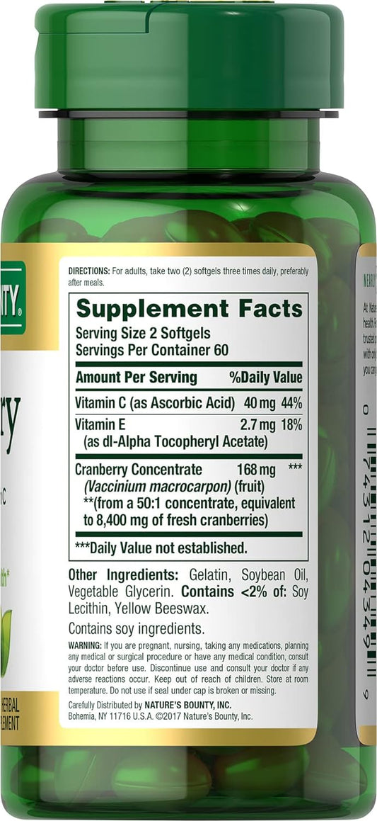 Cranberry Pills & Vitamin C by Nature?s Bounty. Herbal Health Suppleme