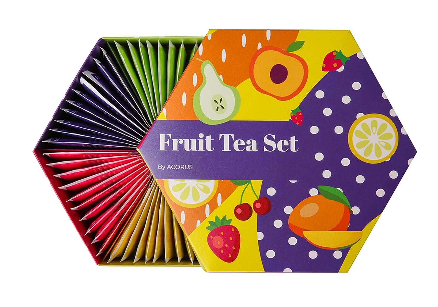 Acorus Fruit Luxury Tea Set | Fruit And Herbal Tea Box | Tea Gift Sets | Large Selection Box | 6 Varieties (60 Tea Bags)