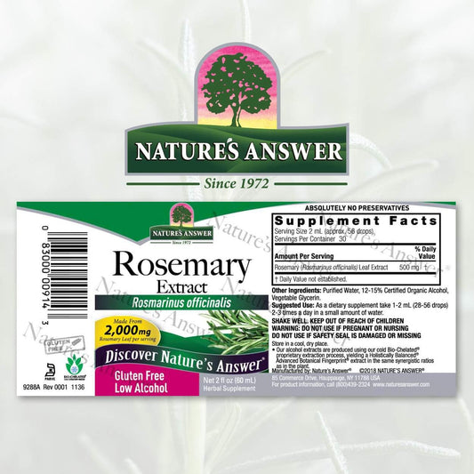 Nature's Answer Rosemary Leaf Supplement with Organic Alcohol, 2- s | Promotes Mental Clarity | Improves Healthy Hair Production