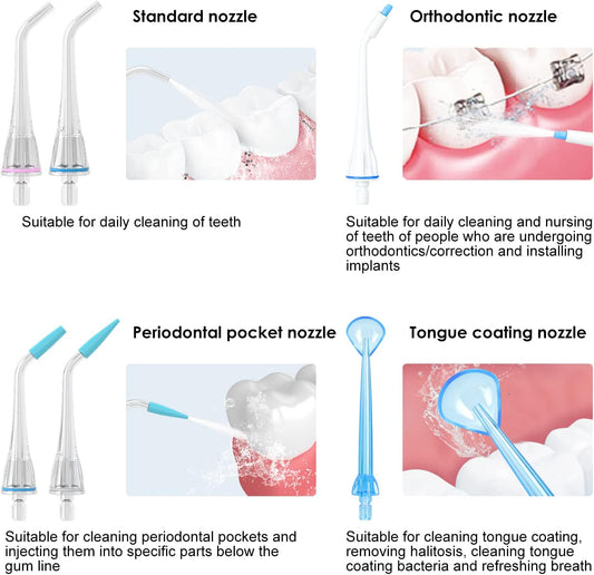 IORAB Water Flosser Tips (6 pcs Combo Kit), Compatible with 