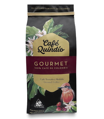 Cafe Quindio Gourmet Ground Coffee, Medium Roast 100% Colombian Arabica Excelso Coffee, Artisanal Cultivation Single Estate Coffee (Ground )