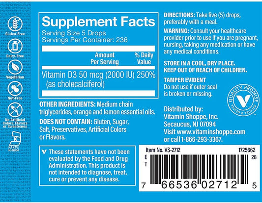 The Vitamin Shoppe Vitamin Liquid D3 2000Iu, Supports Bone & Immune He