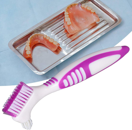 Portable Denture Toothbrush Double Head Brush for Artificial Teeth to