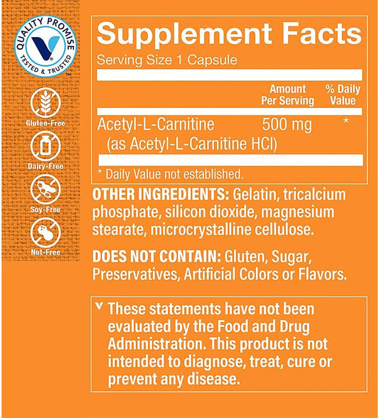 The Vitamin Shoppe Acetyl-L-Carnitine 500mg ? Supports Healthy Brain &