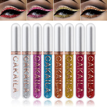 MEICOLY Liquid Glitter Eyeliner Set,8 Colors Colorful White Gold Eye Liners Pencil Pro High Pigmented Long Lasting Metallic Shimmer Bright Eyes delineadores de colores,03