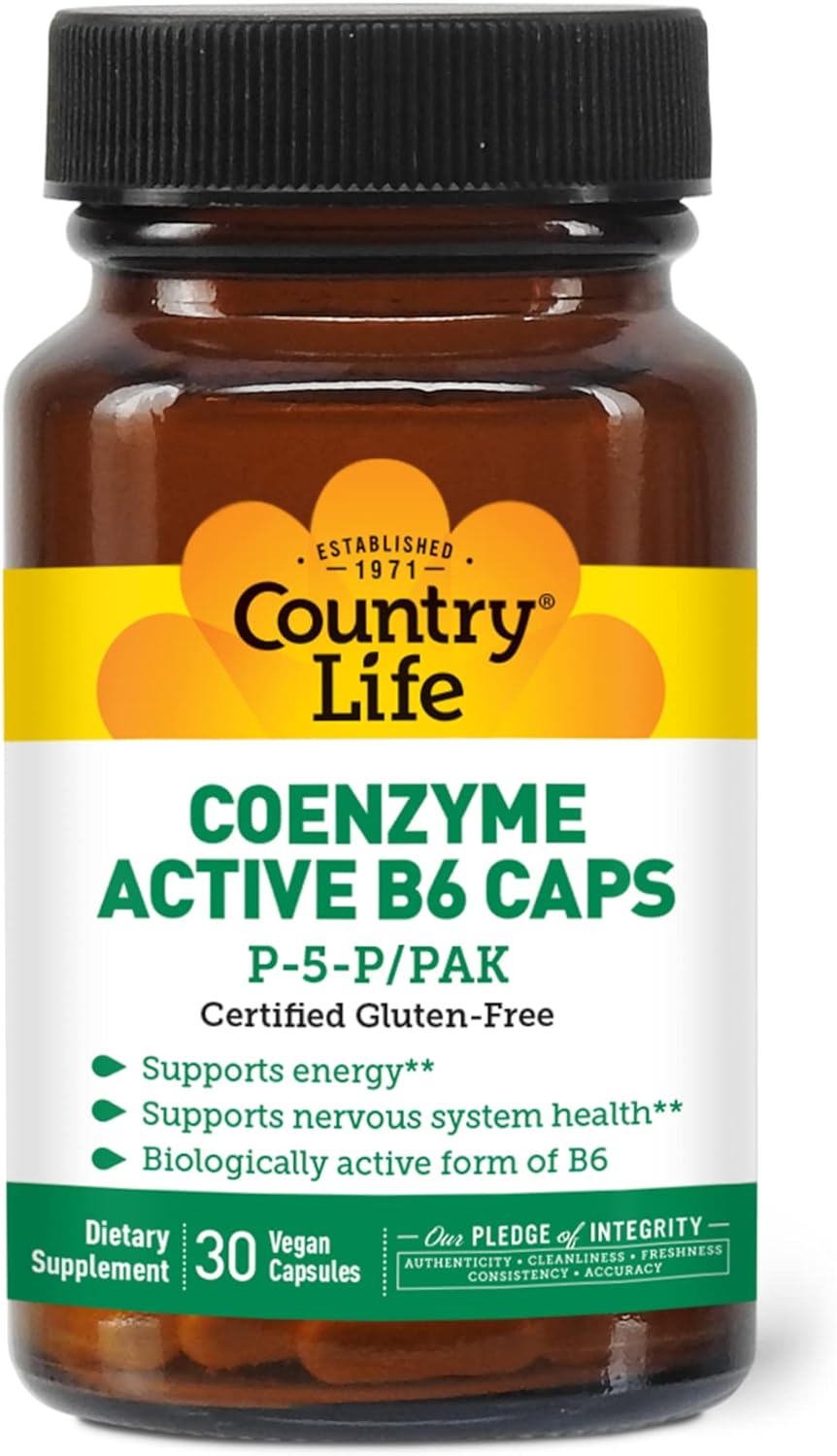 Country Life Coenzyme Active B-6 50Mg, 30 Vegan Capsules, Certified Gl
