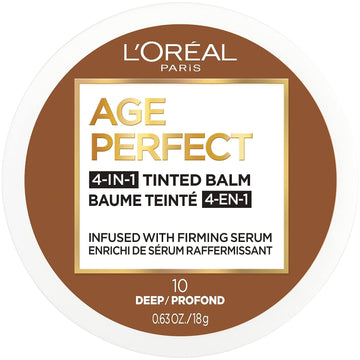 L’Oréal Paris Age Perfect 4-in-1 Tinted Face Balm Foundation with Firming Serum, Deep 10, 0.61