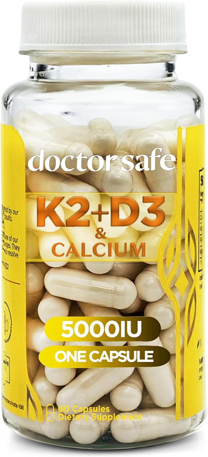 Doctor Safe Vitamin D3 + K2 With Calcium & Bioperine | D3 5000Iu & 100Mcg Of Vitamin K2 As Mk-7 | Advanced Bone & Heart