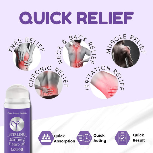 STIRLING Relaxing Lavender Lotion - Lavender Cream + 2000mg Hemp Oil, Aloe Vera, and Vitamin E. Helps Reduces Stress and Soothes the Skin. Great for Calming the Mind And Body