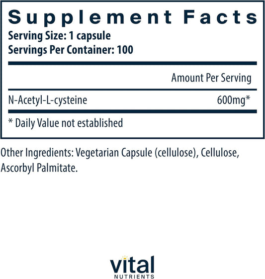 Vital Nutrients NAC | N-Acetyl Cysteine | Vegan Supplement | Supportin