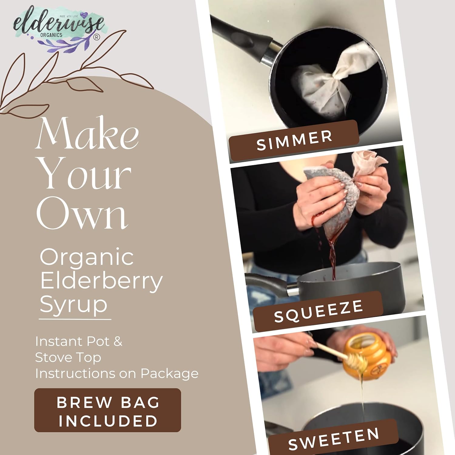 Elderwise Organic Elderberry Syrup Kit - Easy to Use, DIY Elderberry S