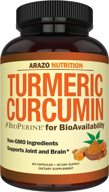 Arazo Nutrition Turmeric Curcumin with BioPerine 1300mg with Black Pep