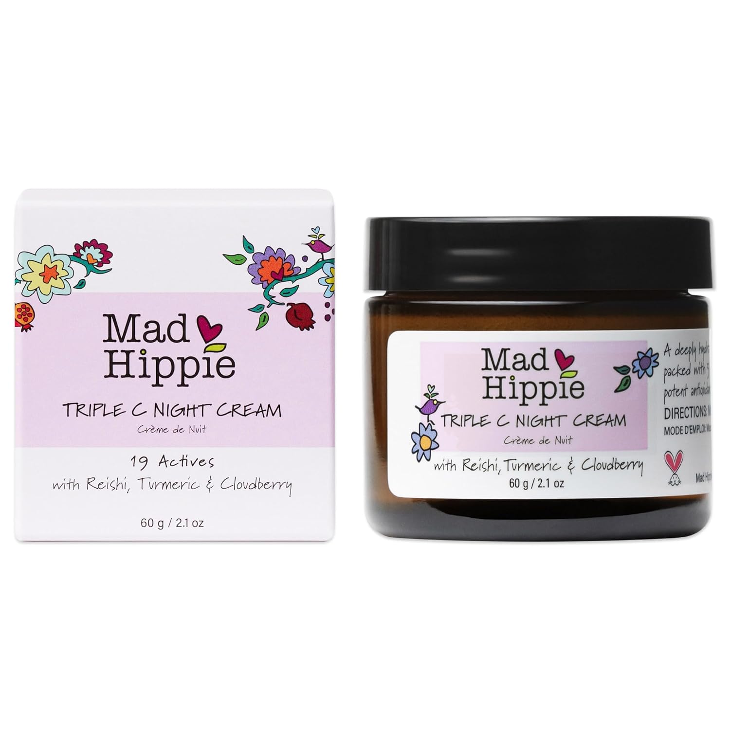 Mad Hippie Triple C Night Cream - Hydrating Face Moisturizer and Skin Brightening Face Cream for Women/Men, 3 Forms of Vitamin C, Anti-Aging Cream, 2.1