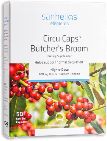 Sanhelios Circu Caps Higher Dose Max Potency Butcher's Broom Extract 100mg - Herbal Support Supplement for Healthy Blood