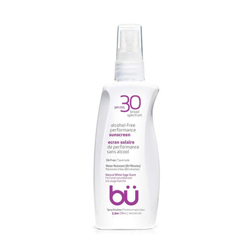 Bu SPF 30 Ultrafine WOWmist Sunscreen Spray - Clear, Non Greasy, Non Toxic, Non Comedogenic. Sweat & Water-Resistant. Travel, Sport, Sensitive Skin (White Sage, 3.3 )