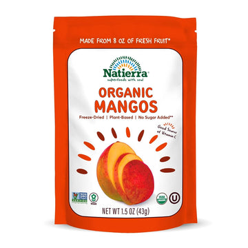 NATIERRA Nature's All Foods Organic Freeze-Dried Mangoes | Non-GMO & Vegan| 1.5 Ounce
