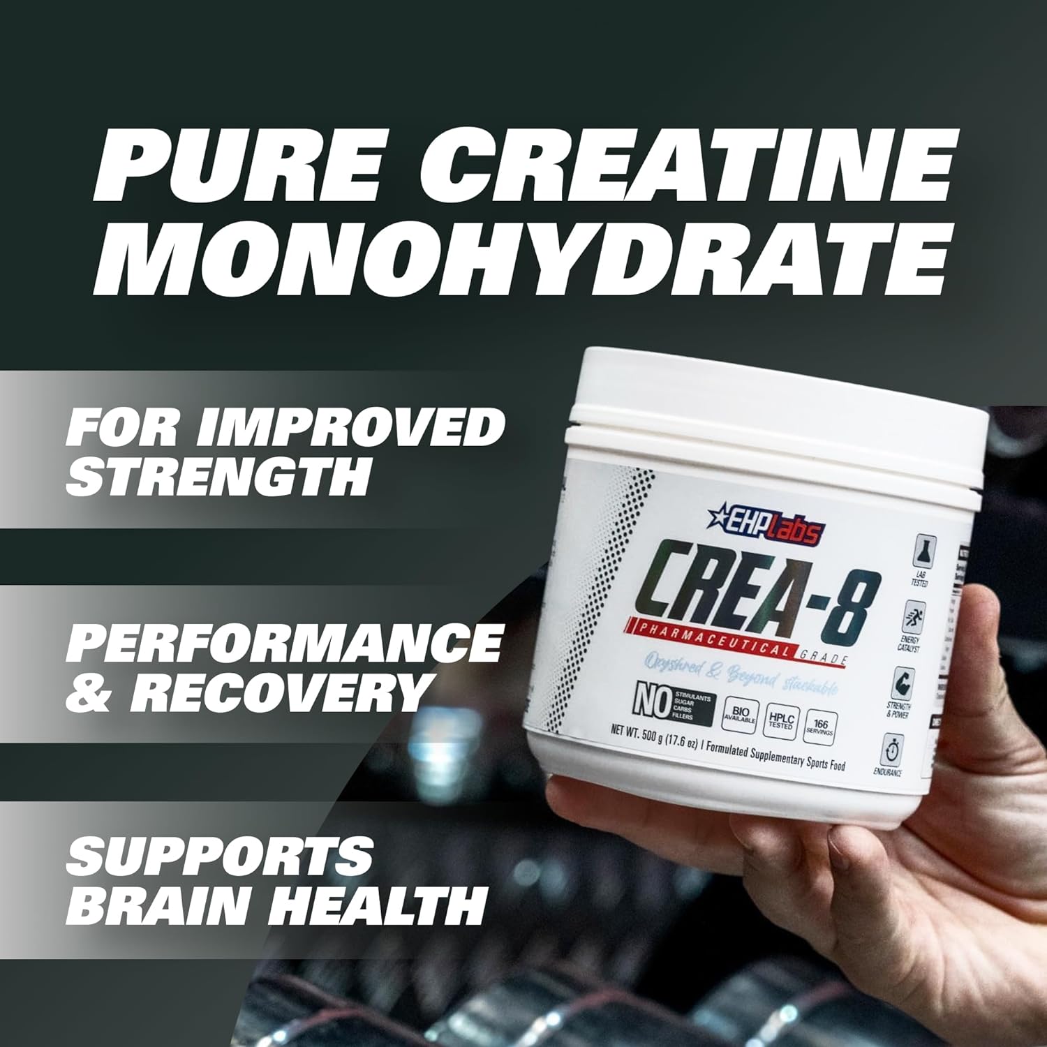 EHPlabs CREA-8 Creatine Monohydrate Powder - Creatine Powder for Build