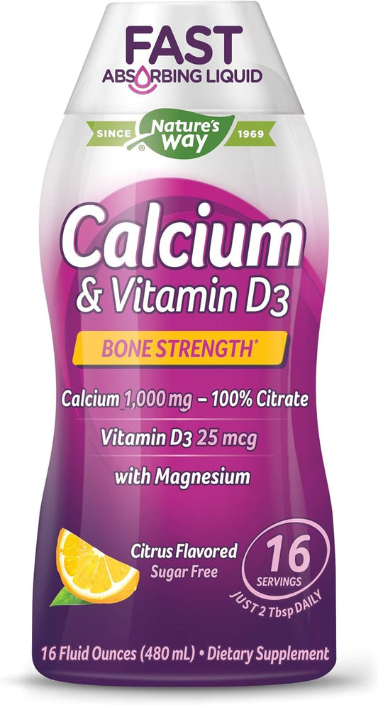 Nature's Way Liquid Calcium and Vitamin D3 Citrus Flavor 16 Ounces (Pa