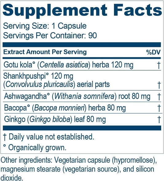 Ayush Herbs Bacopa Plus, Herbal Ginkgo Biloba Supplement for Memory an