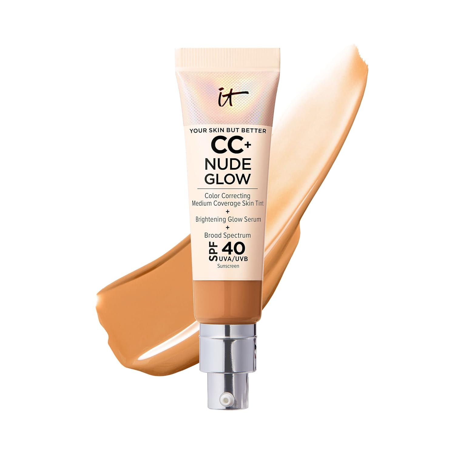 IT Cosmetics CC+ Nude Glow Lightweight Foundation + Glow Serum with SPF 40 - With Niacinamide, Hyaluronic Acid & Green Tea Extract - 1.08