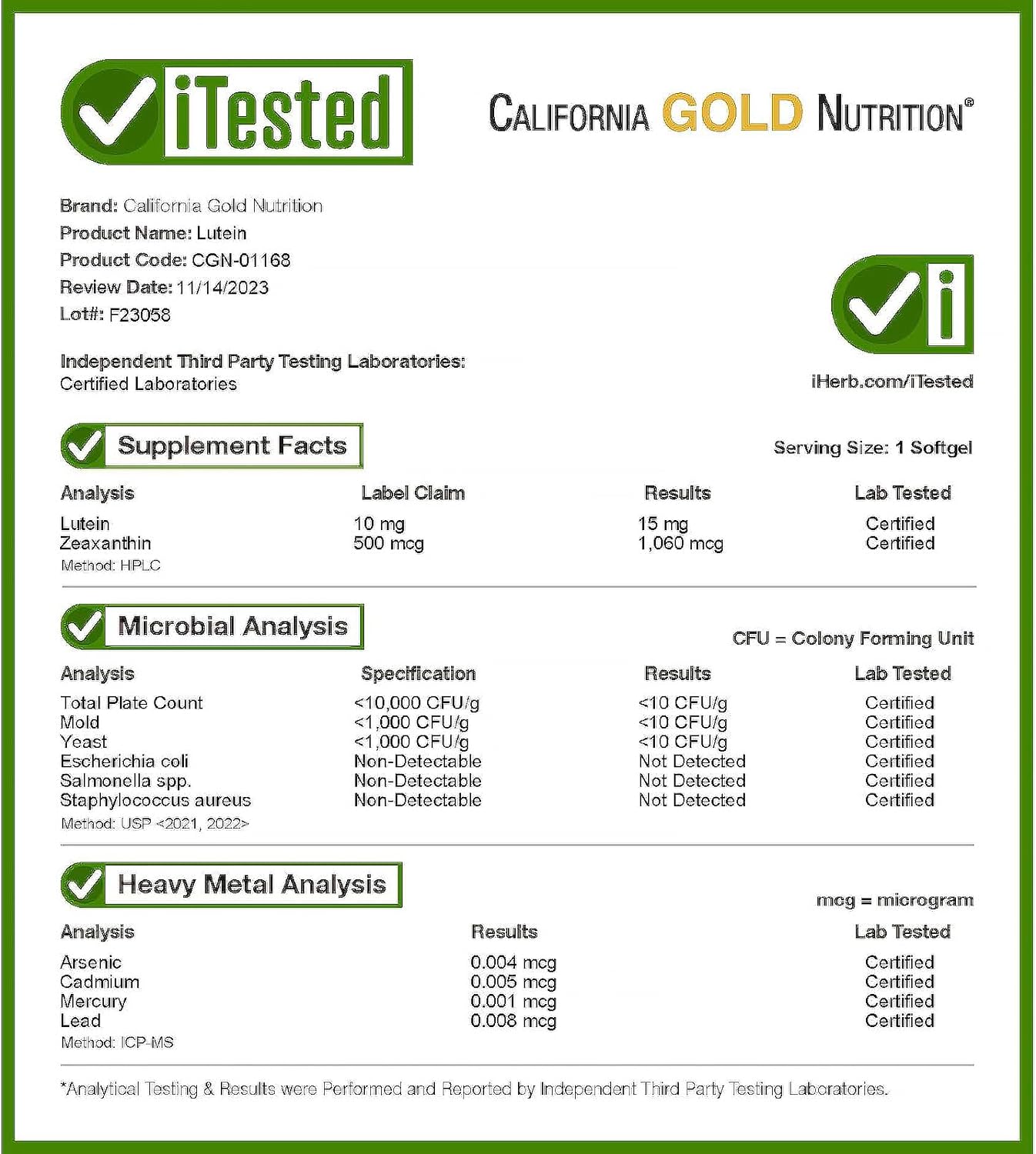 Lutein with Zeaxanthin, 10 mg, 120 Veggie Softgels, California Gold Nu