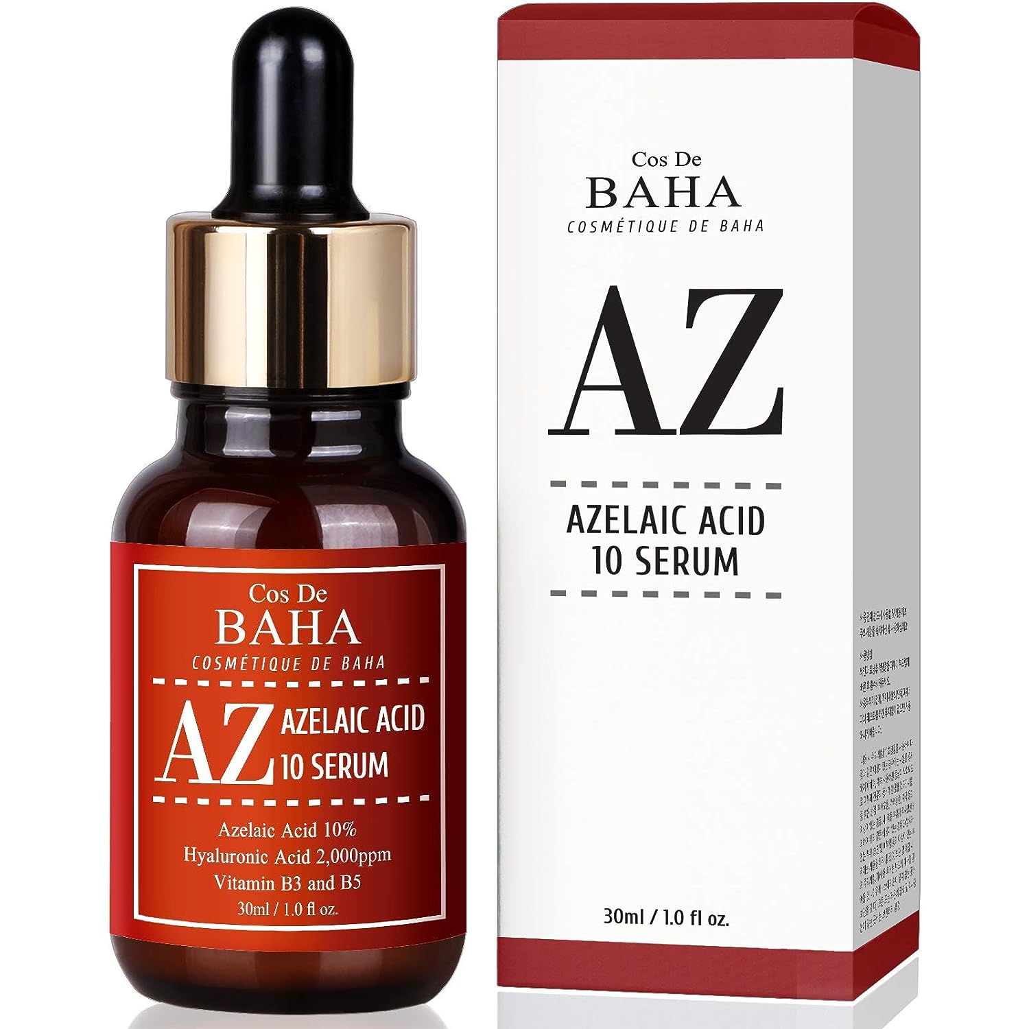 Azelaic Acid 10% Facial Serum With Niacinamide - Fast Rosacea Skin Care Product + Reduce Cystic Acne Scar + Redness Relief Face + Pimple Pigmentation Blackhead, 1   (30) (10% Azelaic Acid)