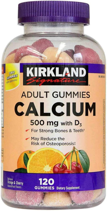 Kirkland Signature Chewable Calcium with Vitamin D3 Adult Gummies, 120 ct x 1 Bottle